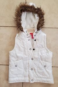 White Vest with Furred Hoodie